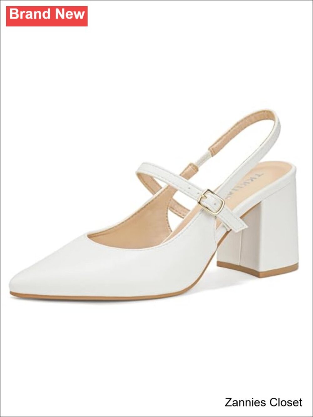 ✨ Pointed Toe Slingback Mary Jane Pumps 3-Inch Block Heel Ankle Strap Dress